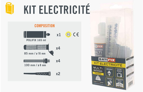 Kit de Scellement Chimique Fixation M8 Adapté Electricité - 165ML - 4 Tiges M8x100 + Tamis